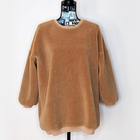 CAPULET Anthro Favorite Teddy Pullover Sweater Fuzzy Sherpa Sweatshirt Top Sz S - Picture 2 of 14